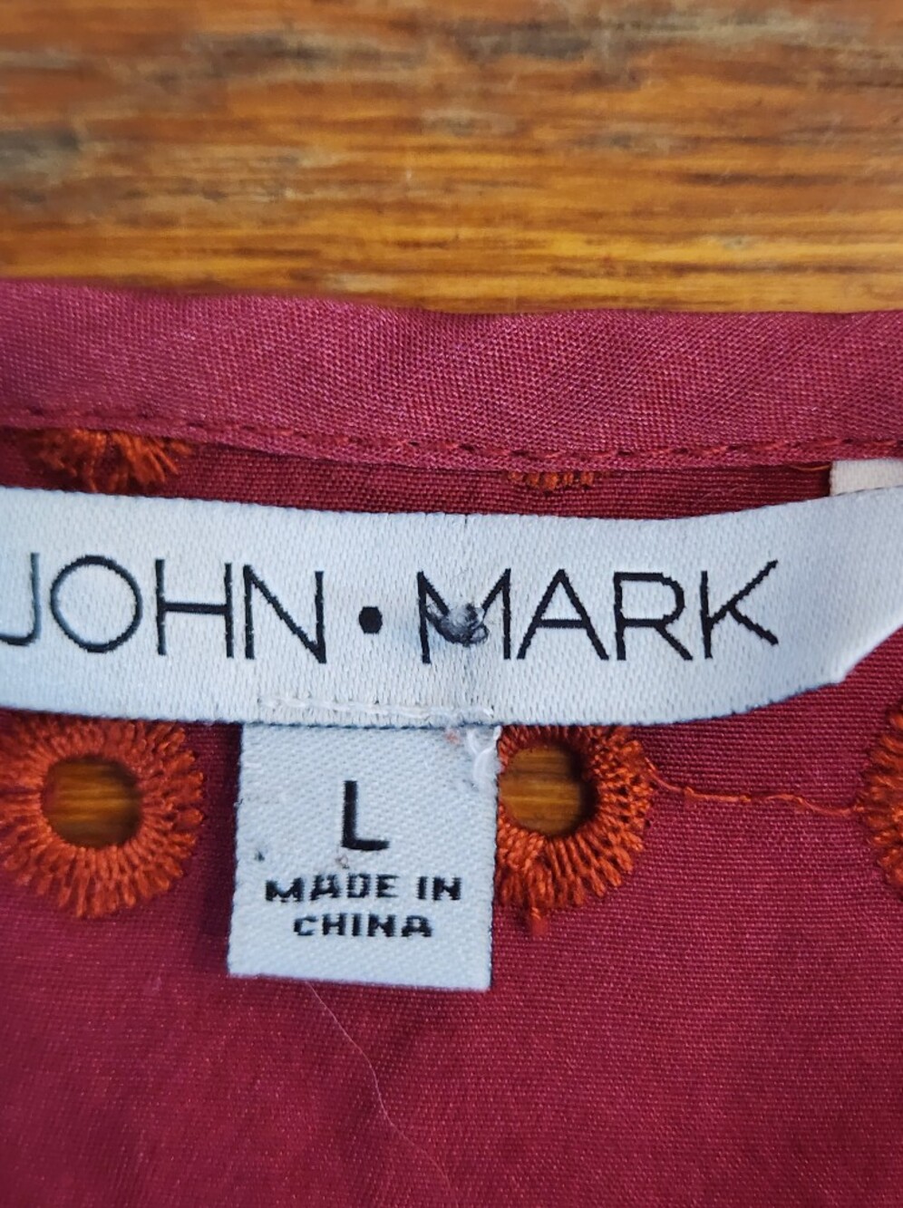 John Mark Embroidered V-Neck Tunic - Burgundy Red - Picture 5 of 7